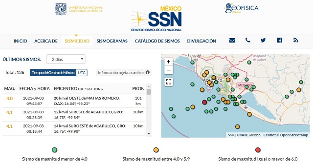 Epicentros sismos México
